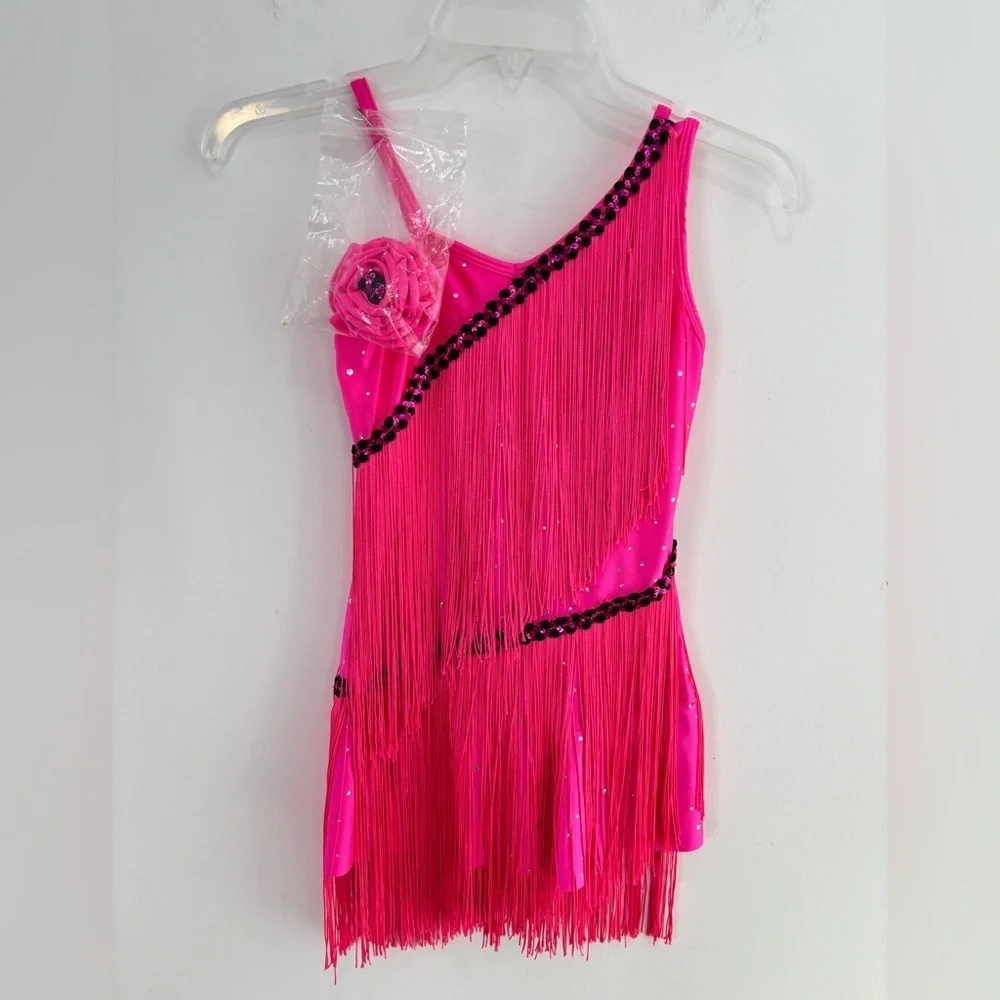 Revolution Dancewear Next To Me Hot Pink Dress Fringe Size MC Flapper Pageant